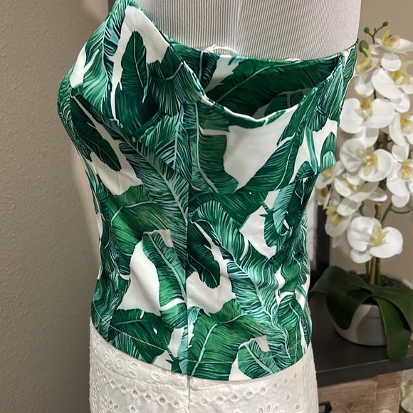 Love Encounter Green Leaf Print Off-Shoulder Top TRN 18 - Picture 4 of 5